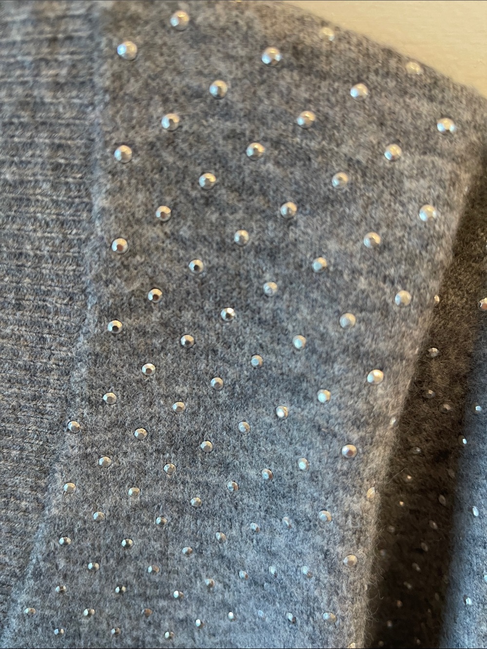 Elan Gray V-Neck Sweater with studs - Picture 3 of 6